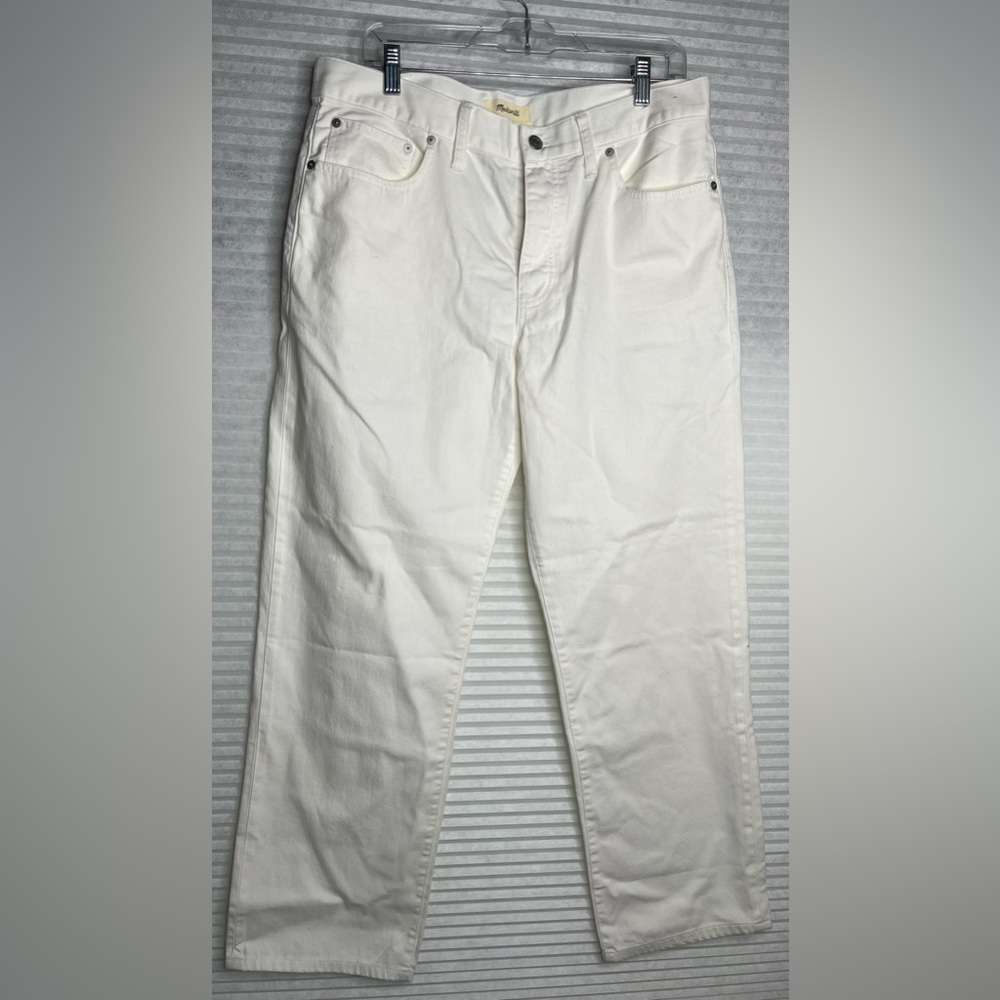 MADEWELL LowSlung Straight Pants  White High Rise Size 30 Office Academia Preppy - Picture 4 of 12